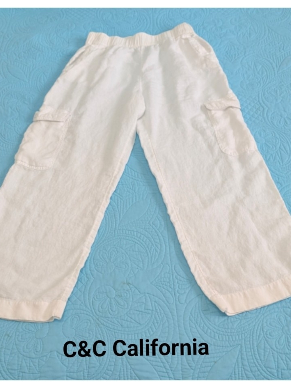 White Linen Wide Leg Linen Pant C&C California